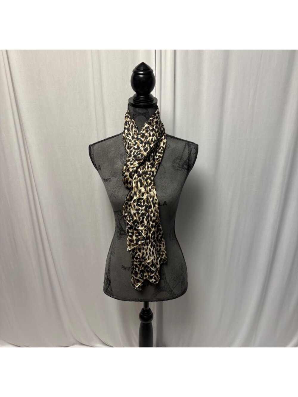 Animal Print Leopard Scarf Wrap Long Brown Black Lightweight Polyester Timeless